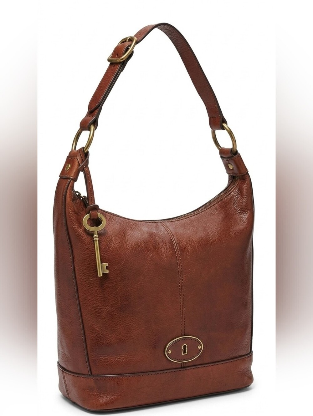 Vinrage Fossil Maddox Bucket Bag Brown Leather Slouch shoulder bag